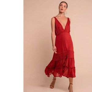 Aura the Label Lauren Midi Dress Red Size M